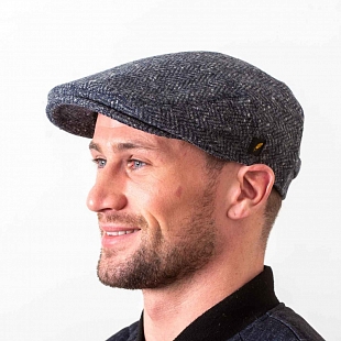 2Картинка Голубая гладкая кепка Hatman of Ireland Dubliner в ёлочку