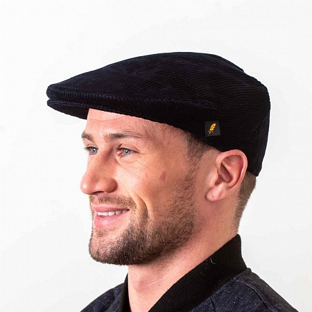 Темно-синяя вельветовая гладкая кепка Hatman of Ireland