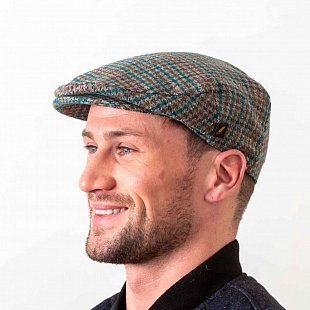 2Картинка Голубая традиционная гладкая кепка Hatman or Ireland собачий клык