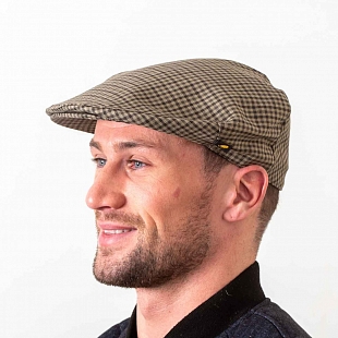 2Картинка Бежевая гладкая кепка Hatman of Ireland Terylene в клетку