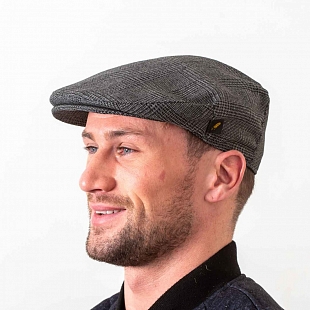 2Картинка Серая гладкая кепка Hatman of Ireland Terylene в клетку