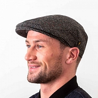 Картинка Тёмно-серая гладкая кепка Hatman of Ireland в ёлочку