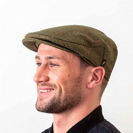 Тёмно-зелёная гладкая кепка Hatman of Ireland в ёлочку