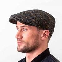 Картинка Темно-серая гладкая кепка Hatman of Ireland Dubliner в клетку