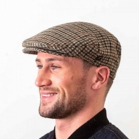 Картинка Бежевая традиционная гладкая кепка Hatman or Ireland собачий клык