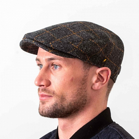 Темно-серая гладкая кепка Hatman of Ireland Dubliner в клетку