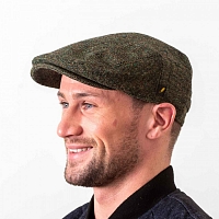 Картинка Тёмно-зелёная гладкая кепка Hatman of Ireland Dubliner соль и перец
