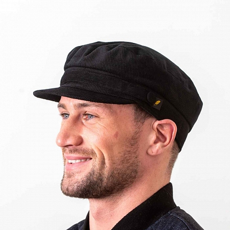 Чёрная вельветовая кепка шкипер Hatman of Ireland