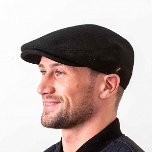 2Картинка Черная гладкая кепка Hatman of Ireland Dubliner в ёлочку