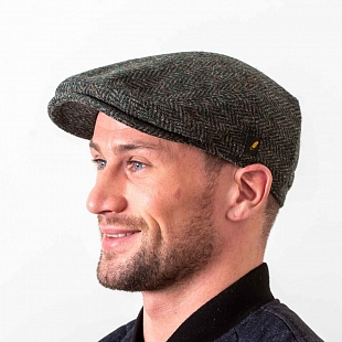 2Картинка Тёмно-зелёная гладкая кепка Hatman of Ireland Dubliner в ёлочку