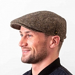 Картинка Бежевая гладкая кепка Hatman of Ireland Dubliner в ёлочку