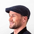 Тёмно-синяя гладкая кепка Hatman of Ireland в ёлочку