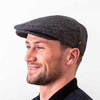 Картинка Серо-синяя гладкая кепка Hatman of Ireland в ёлочку