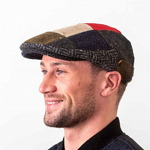 2Картинка Серая гладкая кепка пэчворк Hatman of Ireland Dubliner