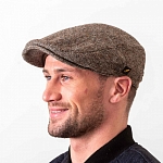 Картинка Коричневая гладкая кепка Hatman of Ireland Dubliner в ёлочку