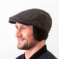 Картинка Тёмно-серая гладкая кепка Hatman of Ireland с ушами
