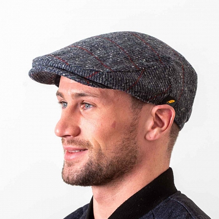 Голубая гладкая кепка Hatman of Ireland Dubliner в клетку