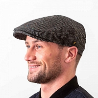 Картинка Темно-серая гладкая кепка Hatman of Ireland Dubliner в ёлочку